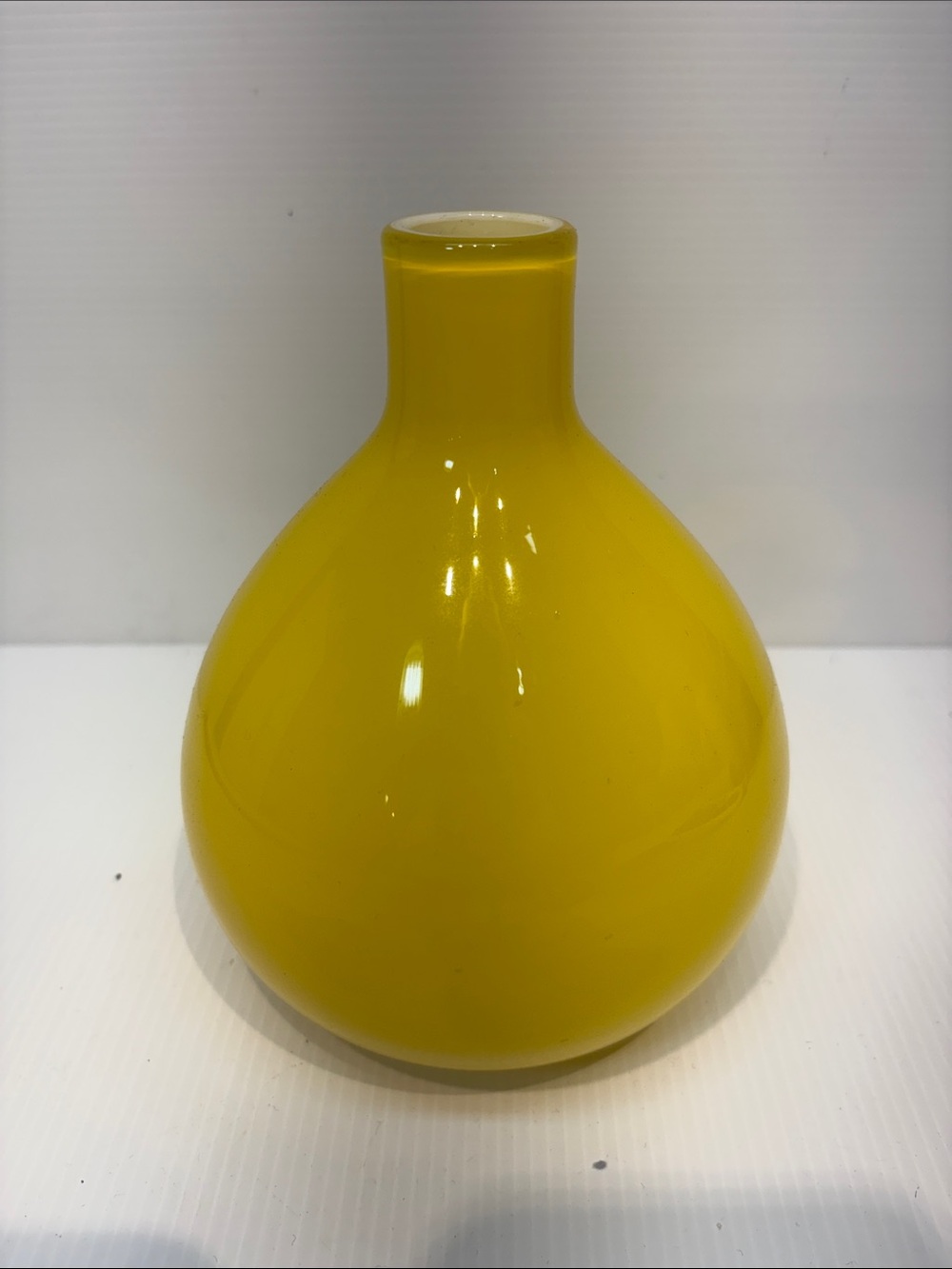 Glossy Yellow Round Glass Vase - Home Accents